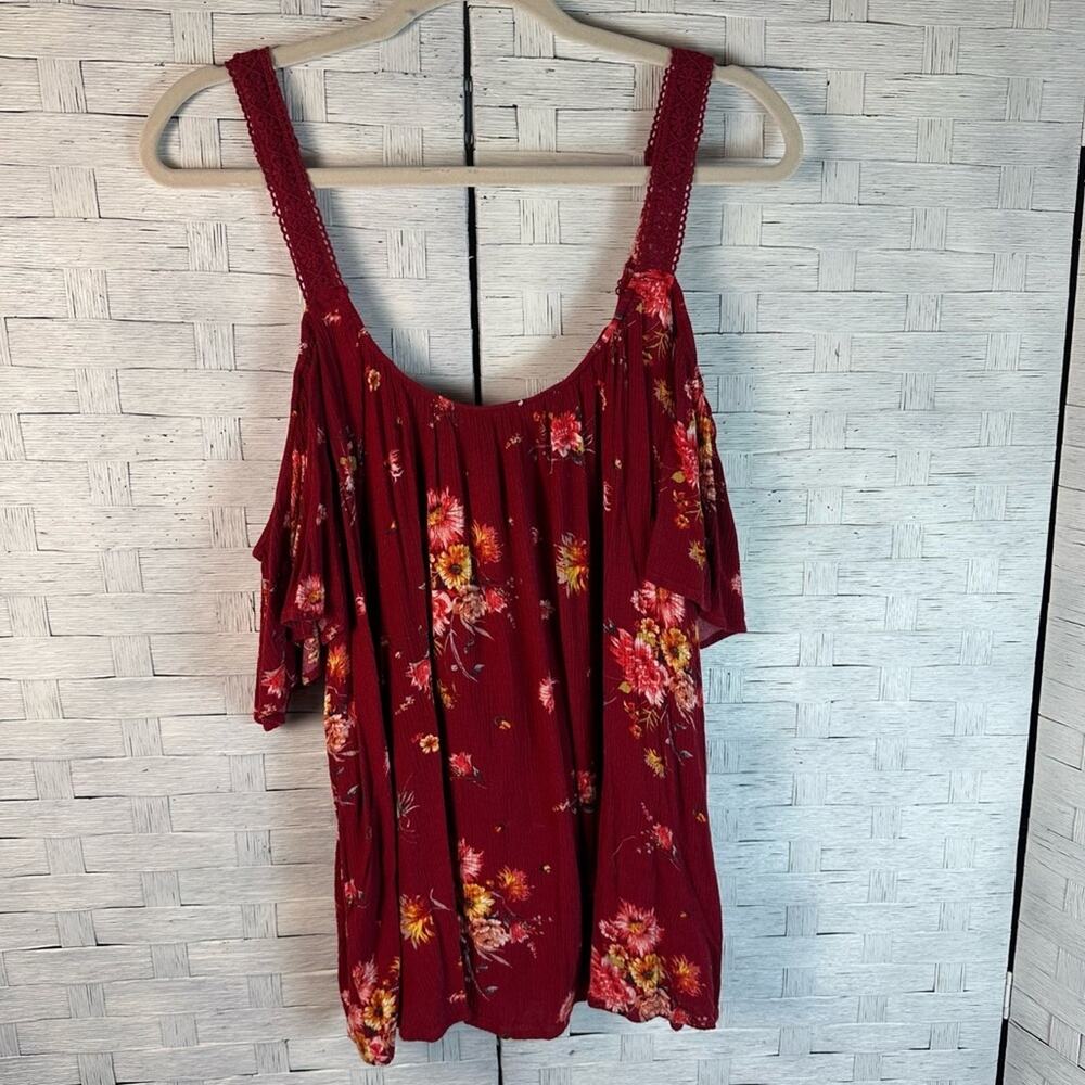 Torrid Floral cold shoulder blouse feminine Russell lace bohemian plus size